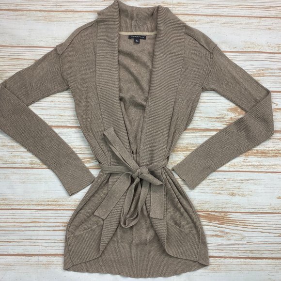 Banana Republic Sweaters - Banana Republic Brown Ribbed Long Belted Cardigan